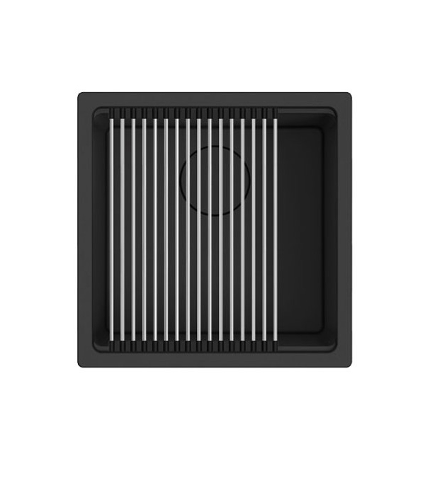 Гранитная кухонная мойка AMBAR 40, 400x400 мм, черный матовый