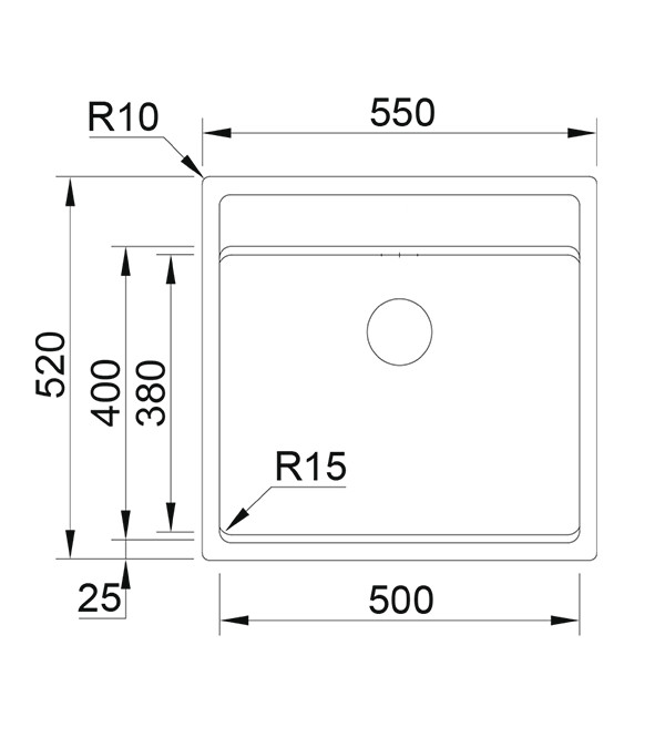 Chiuvetă pentru bucătărie pe blat AMBAR 57, 500x380 mm, negru mat
