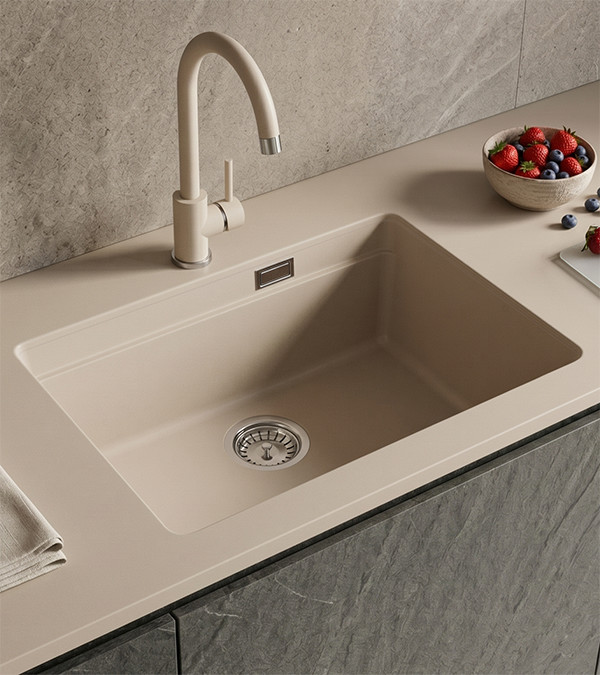 Chiuvetă pentru bucătărie LATIX 551100, 500x390x210 mm, bej