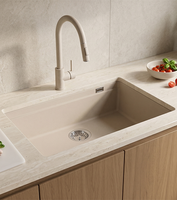 Кухонная мойка под столешницу LATIX, 700x390x210 mm, бежевая