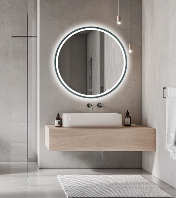 Зеркало Orion Graphite Ø80cм с LED подсветкой и подогревом