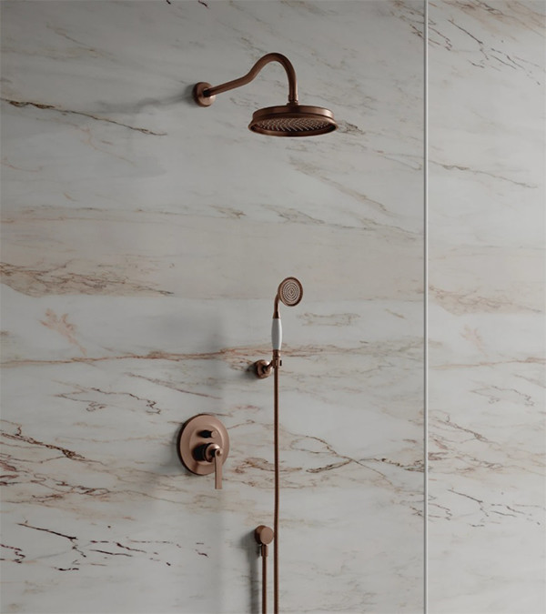 Душевая система с термостатом Omnires ARMANCE, античная медь