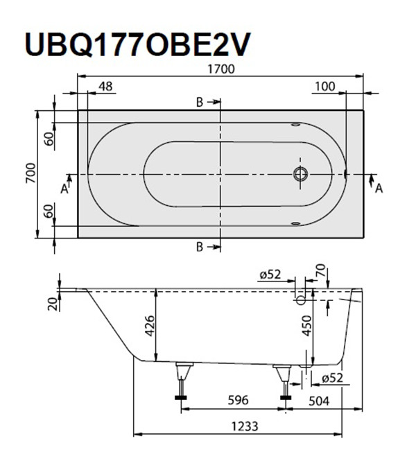 Cadă de baie Villeroy&Boch Oberon 170x70cm