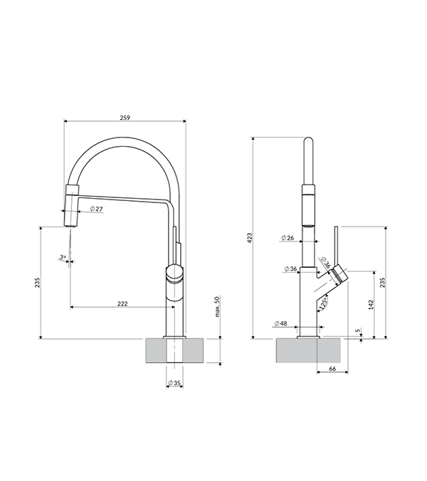 Baterie pentru bucătărie OMNIRES VITA, grafit