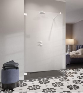 Cabina de duș de tip Walk-in ESSENZA PRO WHITE 90 cm, alb mat
