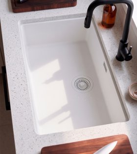 Chiuvetă pentru bucătărie Rodi AMBAR 70, 700x400 mm, alb mat