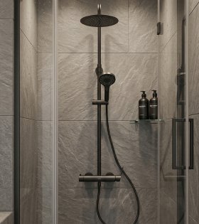 Sistema de duș Clever Panam Evo Xtreme, finisaj negru mat