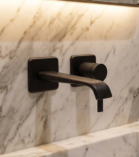 Baterie pentru lavoar din perete Clever Velvet, negru mat