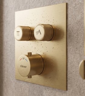 Термостат скрытого монтажа Clever PRESS2, шлифованное золото