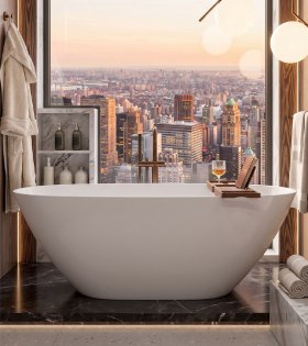Отдельностоящая каменная ванна Aquastone AQS 12 165x75см, белый глянец