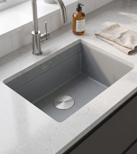 Chiuvetă pentru bucătărie LOGAN 100 535x370mm, gri metalic/inox