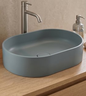 Раковина накладная Omnires OVO M+ из искусственного камня 55x36см, ash grey