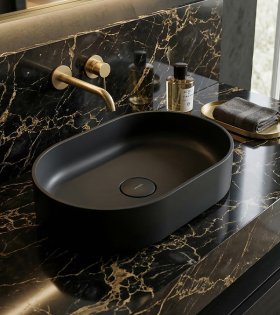 Lavoar pe blat din compozit Omnires OVO M+ 55x36cm, black lava