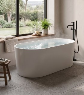 Отдельностоящая ванна из искусственного камня Omnires OVO M+ 160x75см, белый глянец