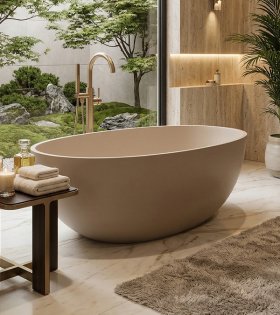 Cadă de baie freestanding SHELL 175x78 cm, bej mat