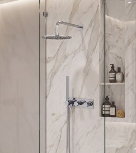 Sistema de duș încorporată Omnires Contour, hrom