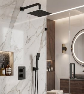 Set de duș incorporat cu termostat Omnires Parma, grafit