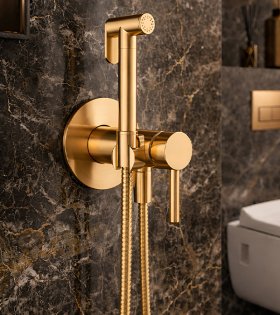 Cмеситель с гигиеническим душем, брашированная латунь