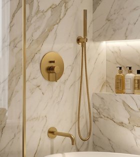 Душевая система скрытого монтажа с изливом Omnires Y, золото