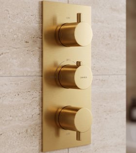 Baterie cada/dus Omnires Y termostatata cu 3 cai, aur periat