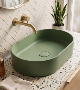 Раковина накладная Omnires OVO M+ из искусственного камня 55x36см, olive