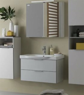 Dulap suspendat cu lavoar LANA, 80×49 cm, gri deschis