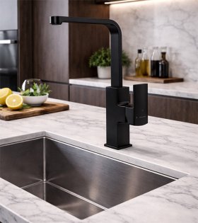 Baterie pentru bucătărie Clever Alpina Square, negru mat