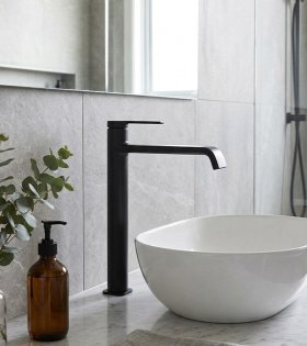 Baterie pentru lavoar înalt Clever Velvet, 230 mm, negru mat