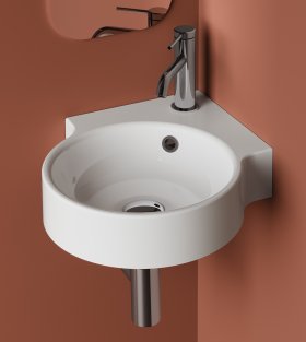 Lavoar de colț Marmite WB Corner Ø38 cm, alb lucios