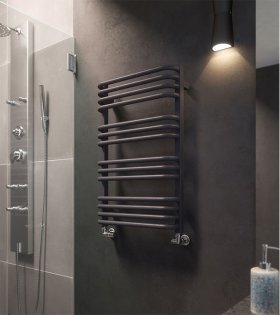 Полотенцесушитель водяной ALEX, 760x400, чёрный матовый