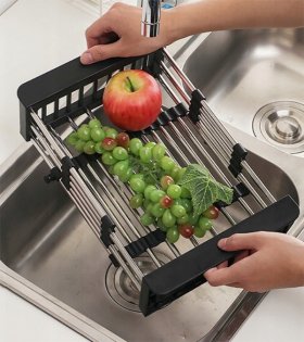 Cos scurgere dreptunghiular Quadron Unique inox - negru