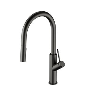 Смеситель для кухни OMNIRES BEND, c выдвижным шлангом, графит