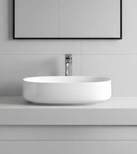 Lavoar pe blat Artceram COGNAC 55x35cm, alb lucios