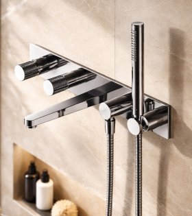 Baterie pentru cadă din perete Contour, crom