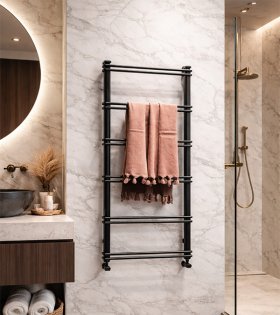 Uscator pentru prosoape pe apa Antrax V8, 1016x500 mm, negru mat