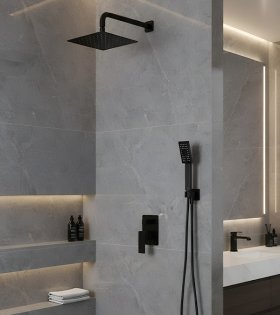 Душевая система скрытого монтажа Omnires Parma,  чёрный матовый