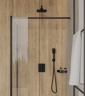 Душевая система с термостатом Omnires Parma, черный мат