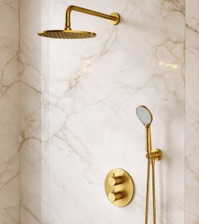 Душевая cистема с термостатом Omnires, брашированная латунь