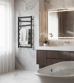 Uscator pe apă Terma ZIG, 858x500 mm, negru mat