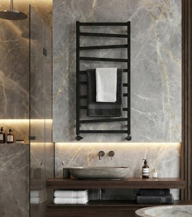 Uscator pe apă Terma ZIG, 1096x500 mm, negru mat