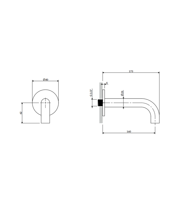 Pipa cada Omnires Y 16 cm, alb mat