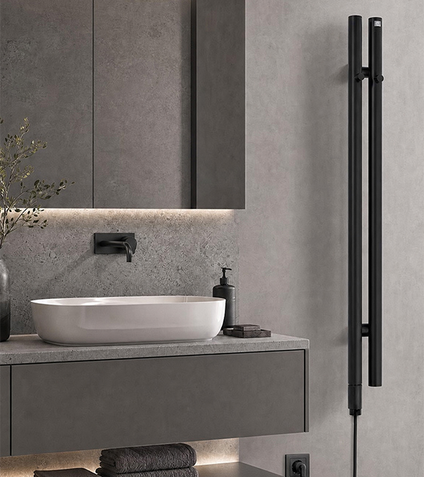 Radiator electic ROLO HANGER E, 1200x95 mm, negru mat