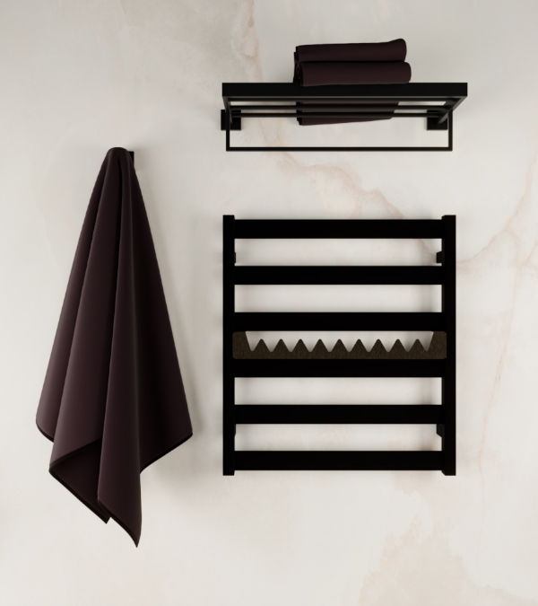 Uscator pentru prosoape electric VIVO, 670x600 mm, negru