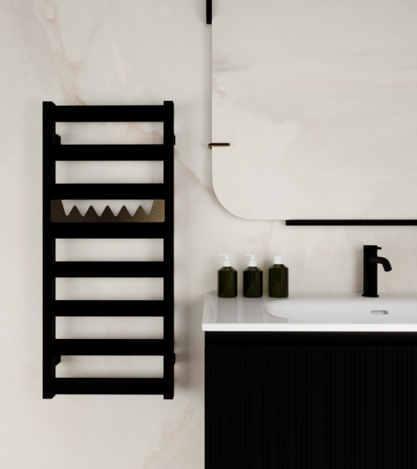 Uscator pentru prosoape electric VIVO, 670x600 mm, negru