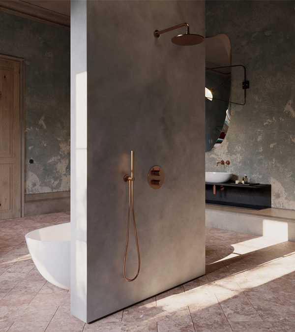 Смеситель скрытого монтажа, термостат, брашированная медь