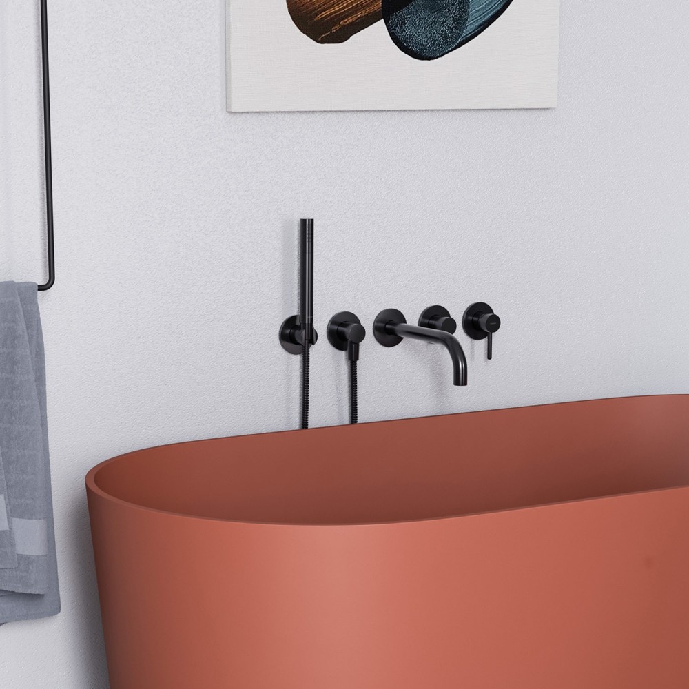 Душевая система для ванны с однорычажным встроенным смесителем Omnires Y, черный