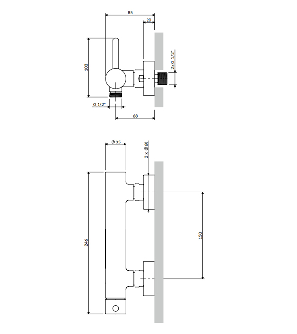Смеситель для душа Omnires Y, брашированная медь