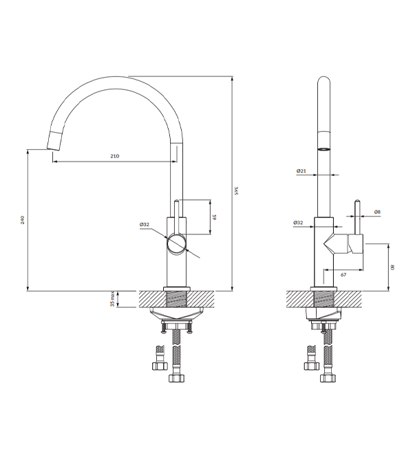 Baterie pentru bucătărie OMNIRES Y, brushed gold